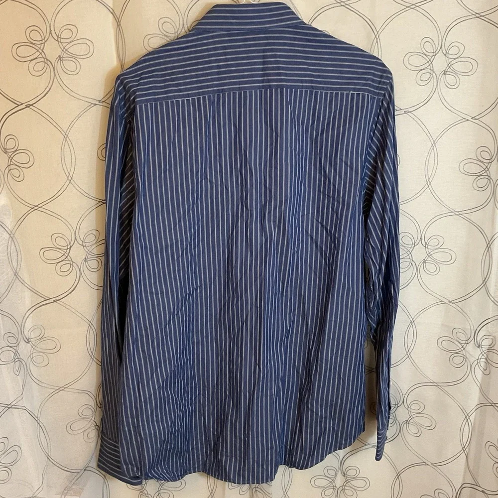 Men's Banana Republic Blue White Stripe Long Sleeve‎ Button Up Size XL